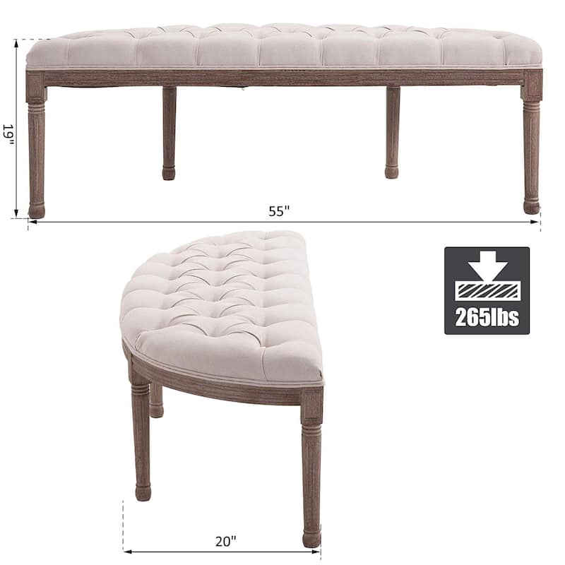 Tufted Half Circle Ottoman Bench Seat