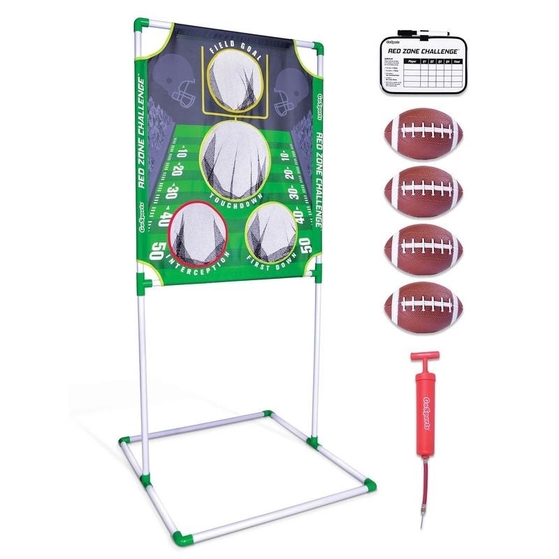 GoSports Red Zone Challenge Football Toss Game | Includes Target, 4 Footballs, Scoreboard and Case - Green - 5' 7" x 2' 7"