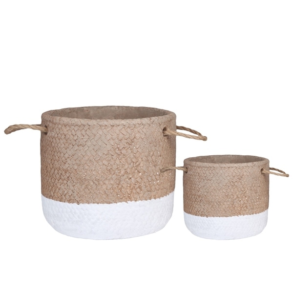 UTC59810: Cement Round Basket Washed Finish Apricot