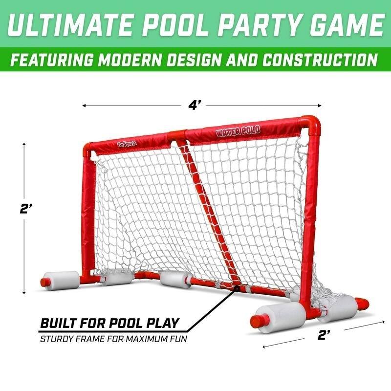 GoSports Floating Water Polo Game Set | Must Have Summer Pool Game | Includes Goal and 3 Balls