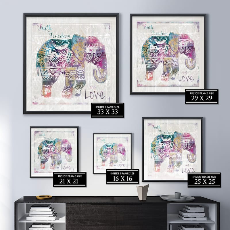 Boho Elephant -Framed Giclee Print