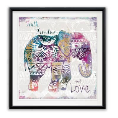 Boho Elephant -Framed Giclee Print