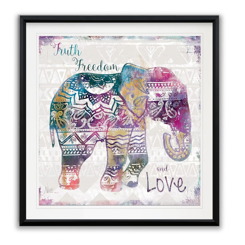 Boho Elephant -Framed Giclee Print - 32X32