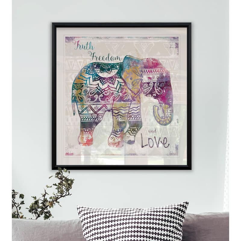 Boho Elephant -Framed Giclee Print