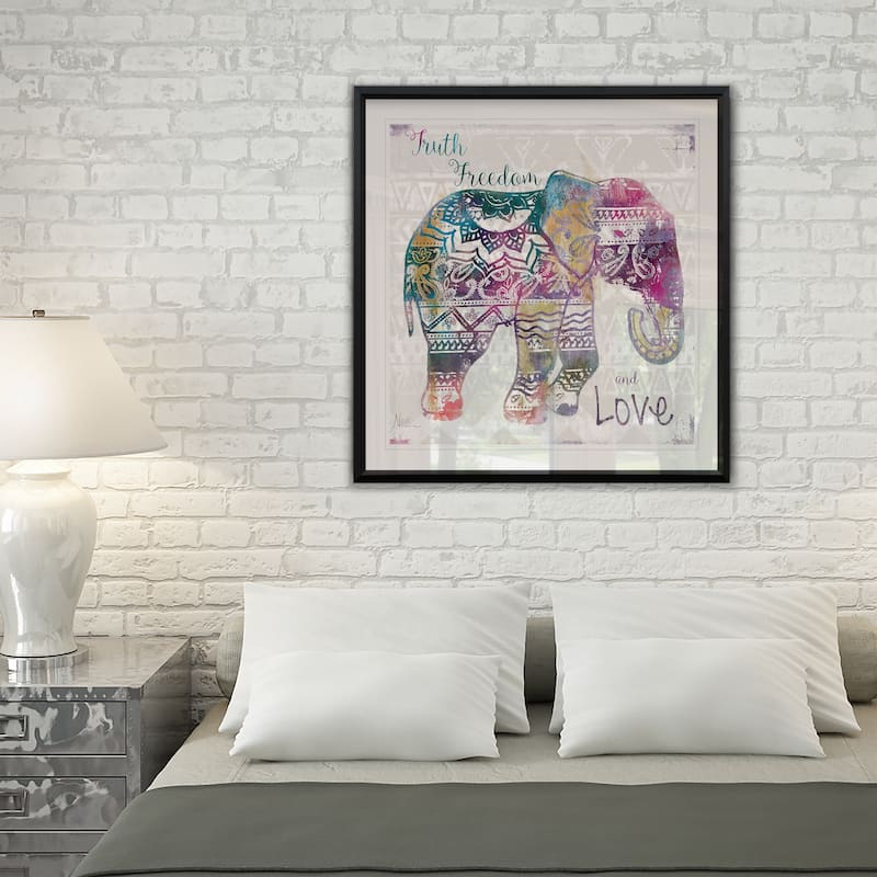 Boho Elephant -Framed Giclee Print