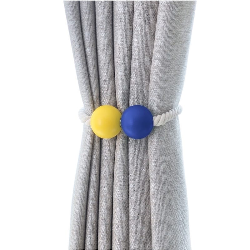 Bad Students Oberle Magnetic Ball Curtain Tieback (Set of 2) - Yellow & Blue