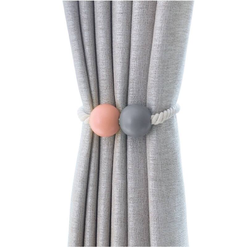 Bad Students Oberle Magnetic Ball Curtain Tieback (Set of 2) - Pink & Gray
