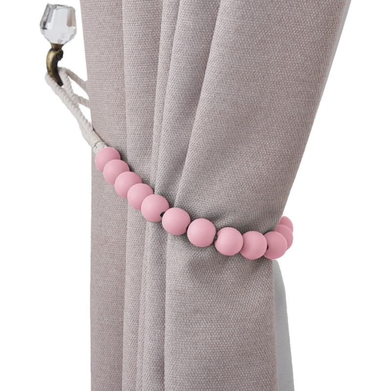 Bad Students Dametta Macaron Wooden Bead Curtain Tieback (Set of 2) - Pinky Pink