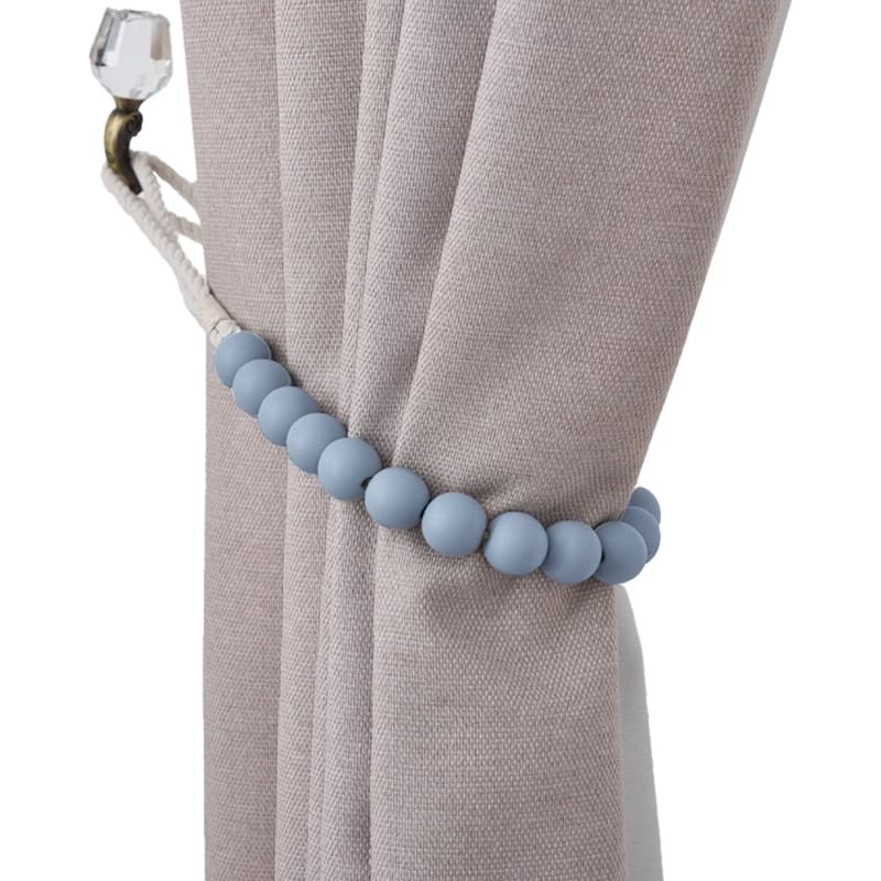 Bad Students Dametta Macaron Wooden Bead Curtain Tieback (Set of 2) - Cloud Blue