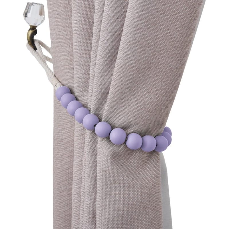 Bad Students Dametta Macaron Wooden Bead Curtain Tieback (Set of 2) - Taro