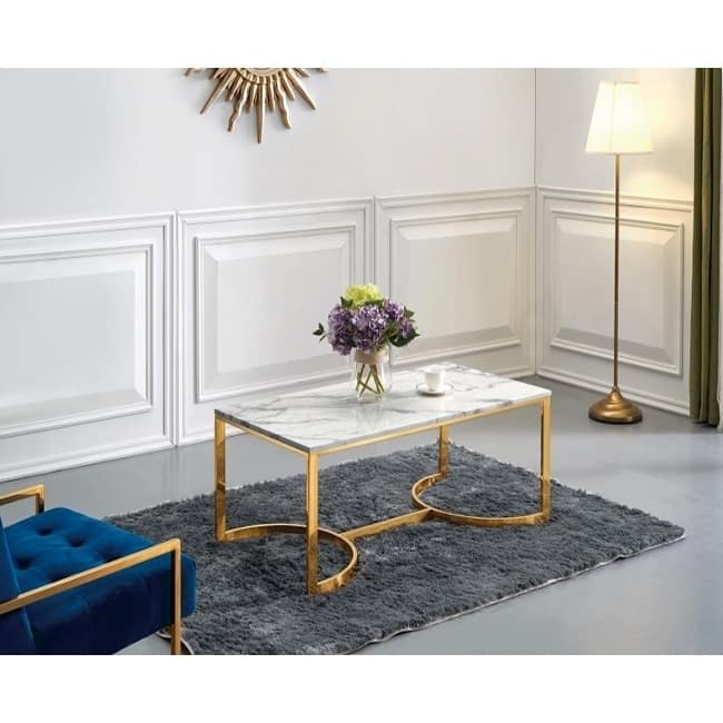 Vonda Marble Gold Coffee Table - N/A