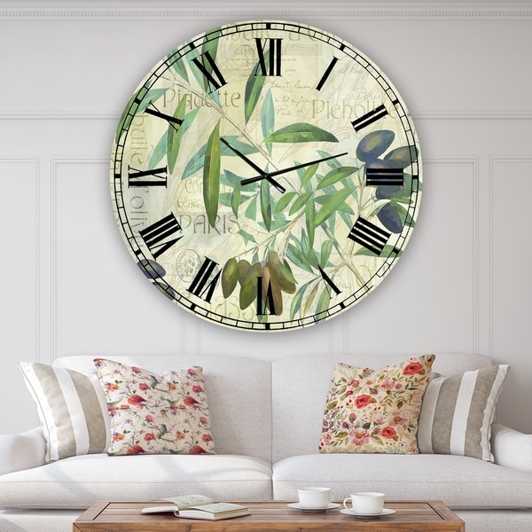 Designart 'Olives Picholines' Oversized Cottage Wall Clock