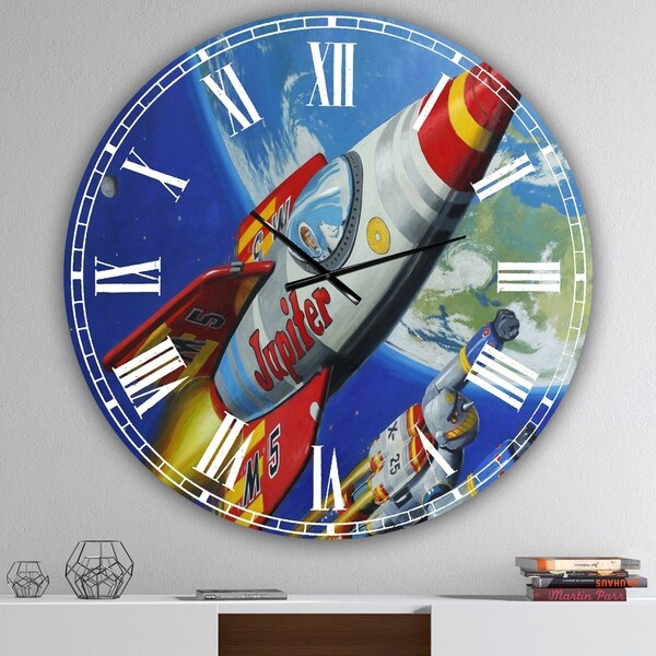 Designart 'Space Patrol 2' Large Modern Wall Clock