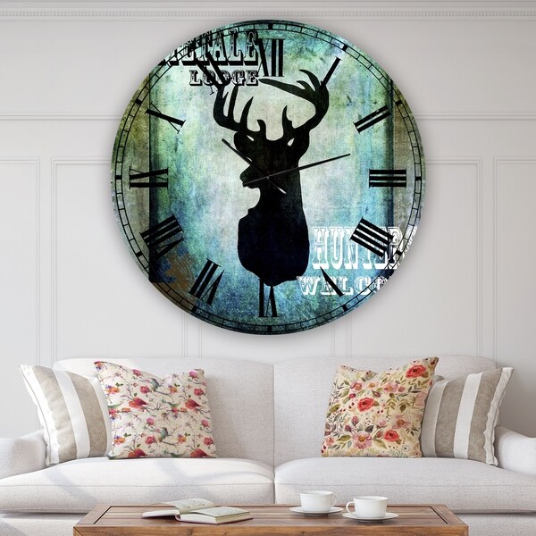 Designart 'Lodge Whitetale Lodge' Oversized Cottage Wall Clock