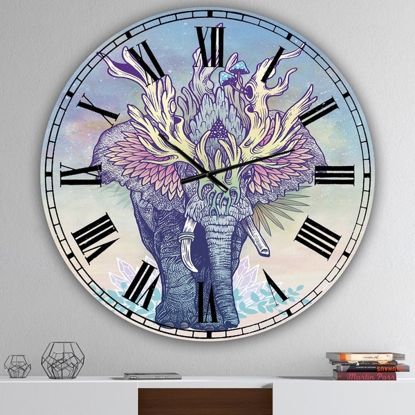 Designart 'Spirit Elephant' Large Modern Wall Clock
