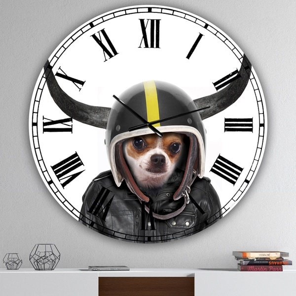 Designart 'Little Dog With Attitude' Large Modern Wall Clock