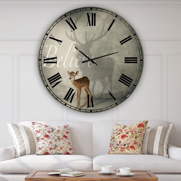 Designart 'Believe Shadow III' Oversized Cottage Wall Clock