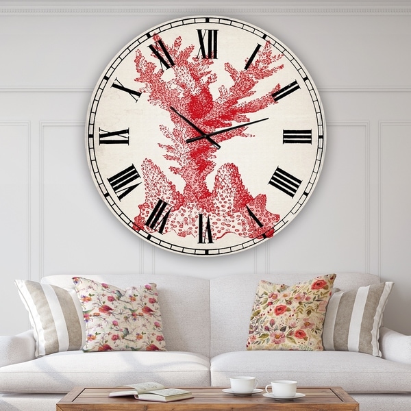 Designart 'Red Coral 1' Oversized Nautical & Coastal Wall Clock