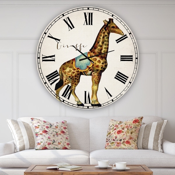 Designart 'Circus Animals Giraffe' Oversized Cottage Wall Clock