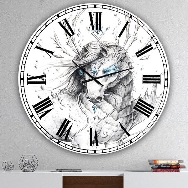 Designart 'Sea Horse Crystal Blue' Oversized Modern Wall Clock