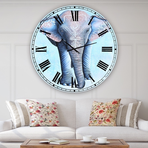 Designart 'Painted Asian Elephant' Large Cottage Wall Clock