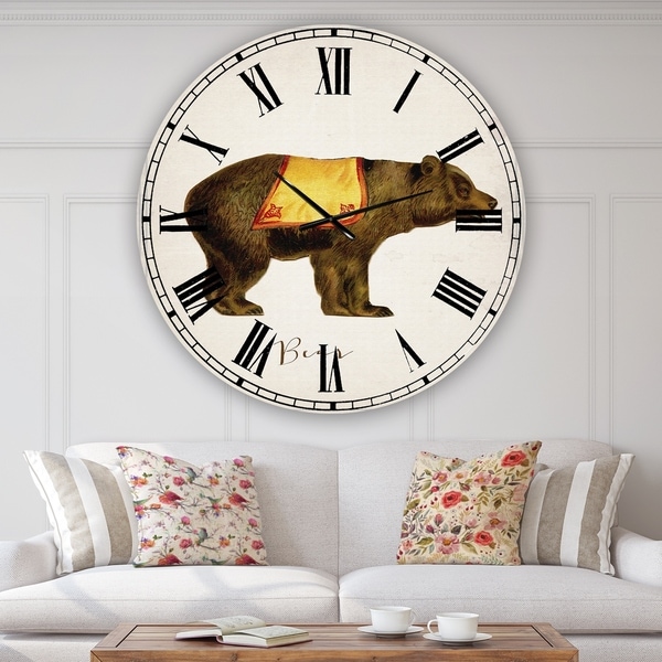 Designart 'Circus Animals Bear' Oversized Cottage Wall Clock