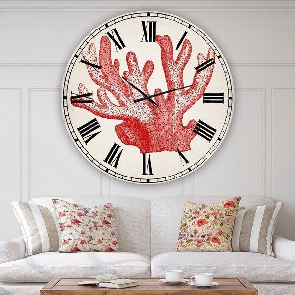 Designart 'Red Coral 3' Oversized Nautical & Coastal Wall Clock
