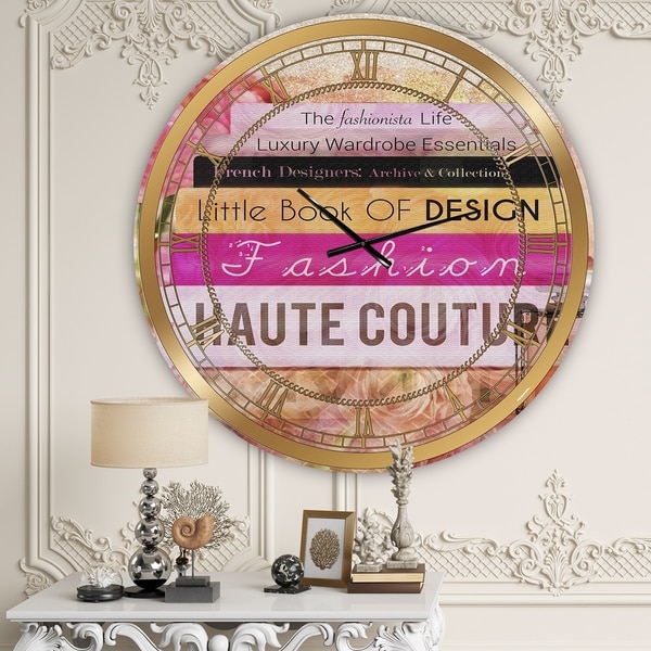 Designart 'Fashionista Reads' Large Fashion Wall Clock