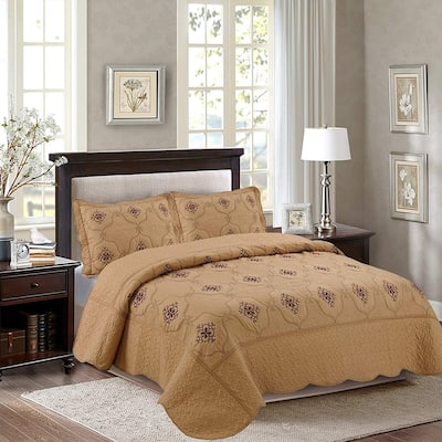 Porch & Den Heceta Embroidered 3-piece Bed Coverlet Set