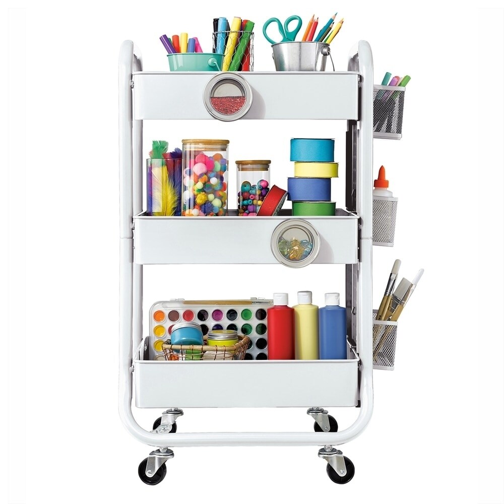 Shop Designa 3 Tier Metal Storage Rolling Cart With Utility Handle