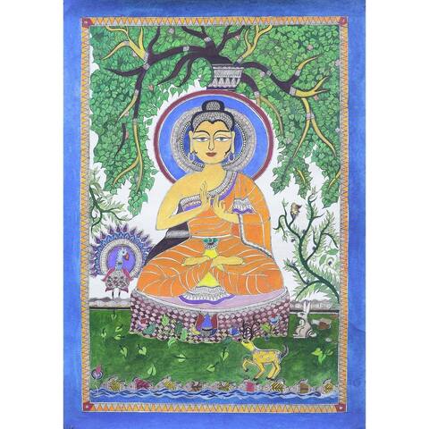 Handmade Enlightened Madhubani painting (India)