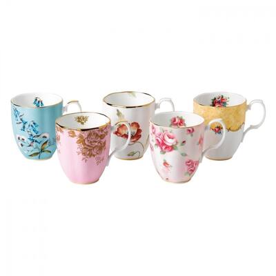 Royal Albert 100 Years 1950-1990 14.1-ounce Mugs, Set of 5