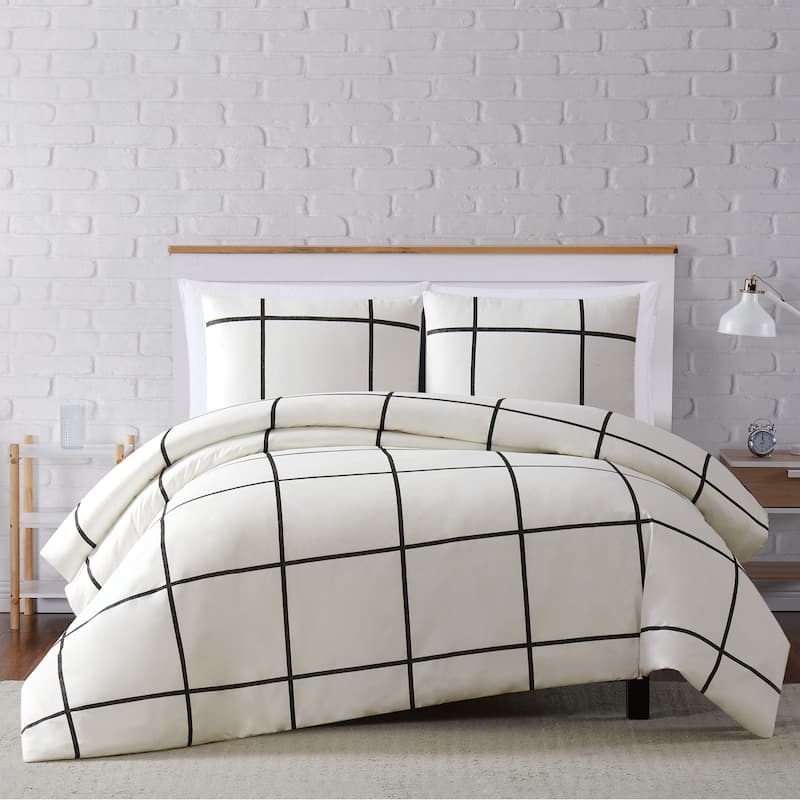 Carson Carrington Tomnas Windowpane 3-piece Duvet Set