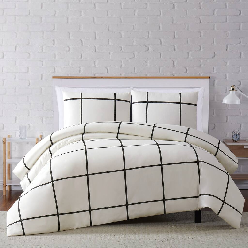 Carson Carrington Tomnas Windowpane 3-piece Duvet Set