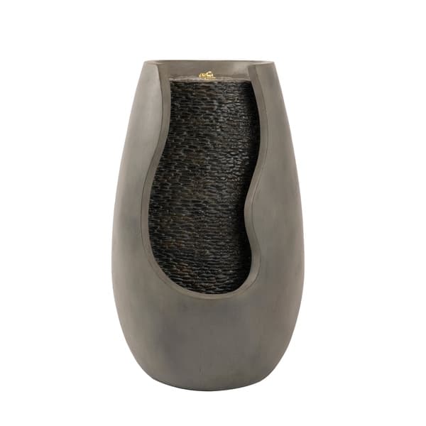 slide 2 of 6, 14-Inch Garden Fountain – Modern Outdoor Hand Painted Cascading Water Feature by Pure Garden - 14 x 14 x 23.75