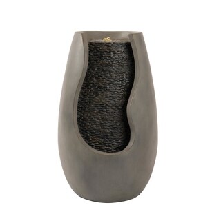 14-Inch Garden Fountain – Modern Outdoor Hand Painted Cascading Water Feature by Pure Garden - 14 x 14 x 23.75