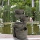 preview thumbnail 2 of 3, 4-Tier Fountain – Modern Electric Outdoor Cascading Water Feature with LED Lights by Pure Garden - 15 x 16.5 x 29