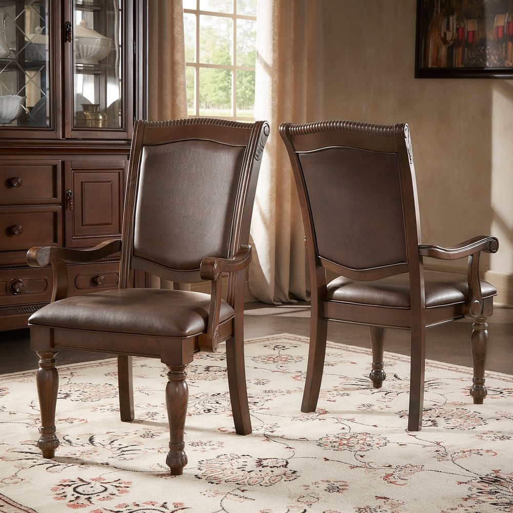 Constantinople Brown Faux Leather Dining Chairs (Set of 2) by iNSPIRE Q  Classic - Overstock - 28263582, image size:1000x1000