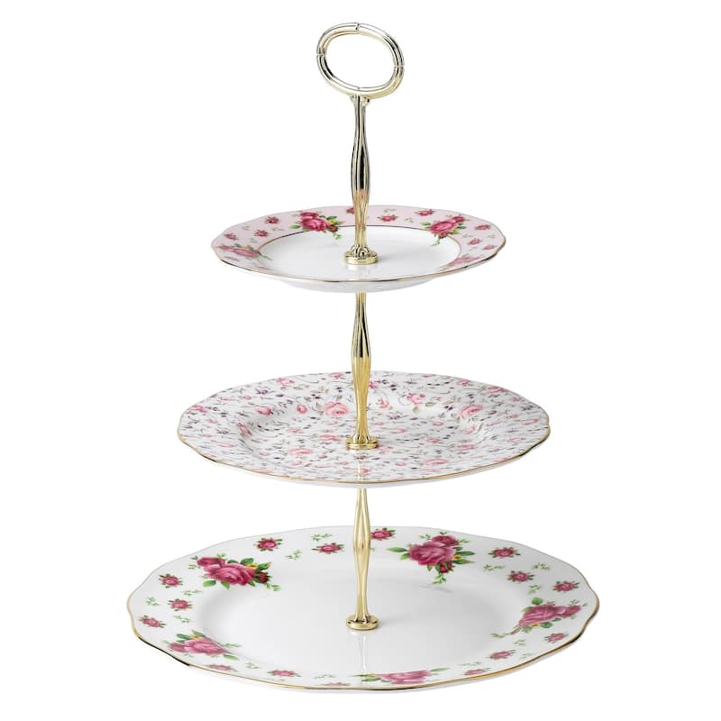 Royal Albert New Country Roses White 3 Tier Cake Stand