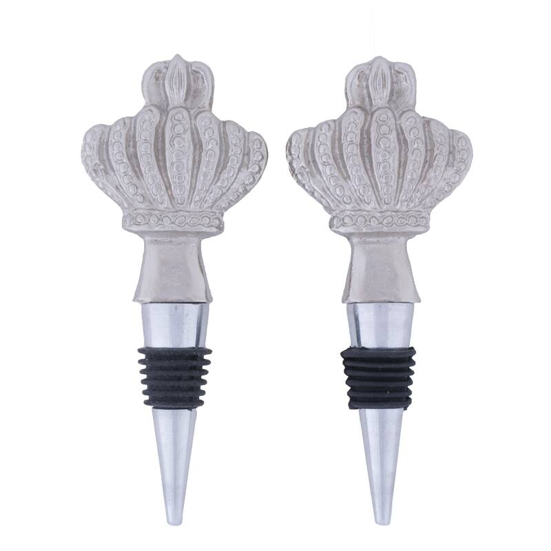 DII Bottle Stopper (Set of 2) - Crown - Silver