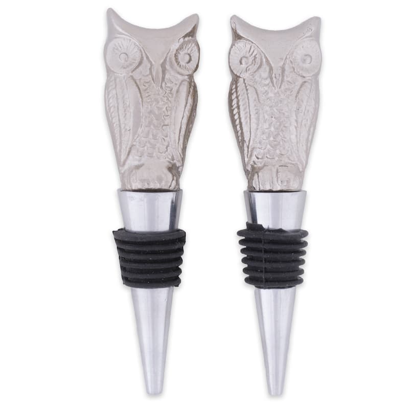 DII Bottle Stopper (Set of 2) - Owl - Silver
