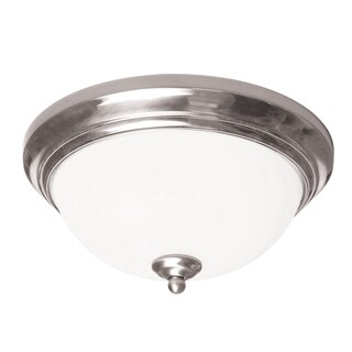 Canterbury 15-inch Satin Nickel 18W Flush Mount, White Glass Diffuser ...