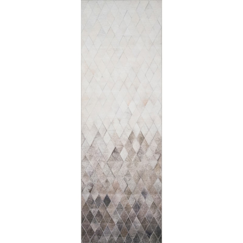 Alexander Home Davide Printed Faux Cowhide Area Rug - 2' 6" x 7' 6" - Sand/ Taupe