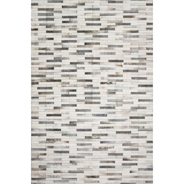 slide 2 of 5, Alexander Home Davide Printed Faux Cowhide Area Rug 2'3" x 3'9" - Ivory/ Grey - Runner/Rectangle