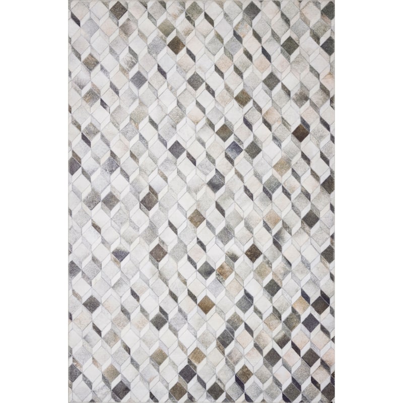 Alexander Home Davide Printed Faux Cowhide Area Rug - 3' 6" x 5' 6" - Grey/ Mocha - Runner/Rectangle