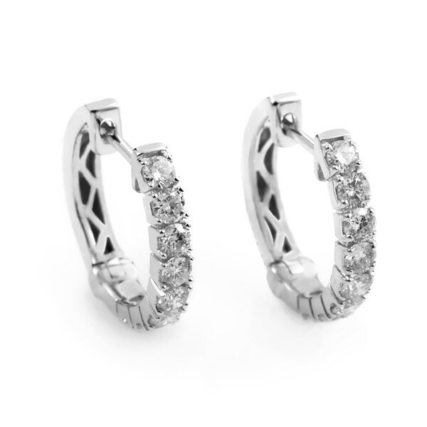Shop White Gold Diamond Hoop Earrings AER-9831W - On Sale - Free Shipping Today - Overstock ...