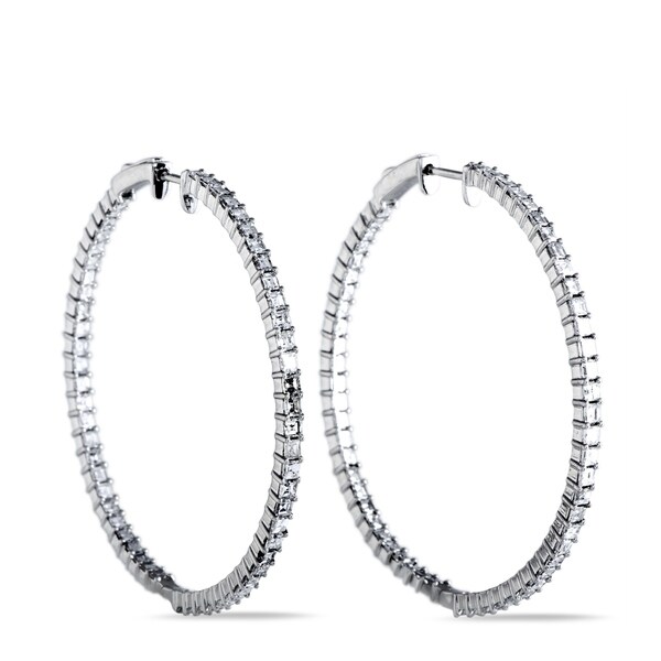 Shop White Gold Inside Out Diamond Hoop Earrings - On Sale - Overstock - 28264866