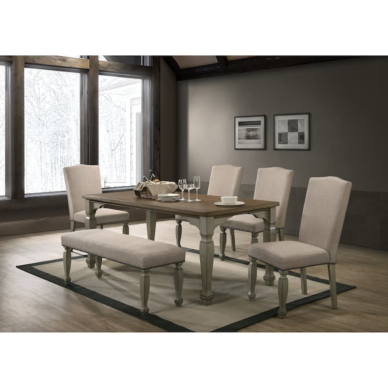 Roundhill Furniture Breda Antique Gray and Dark Oak Finished Wood Dining Table - Multi - N/A