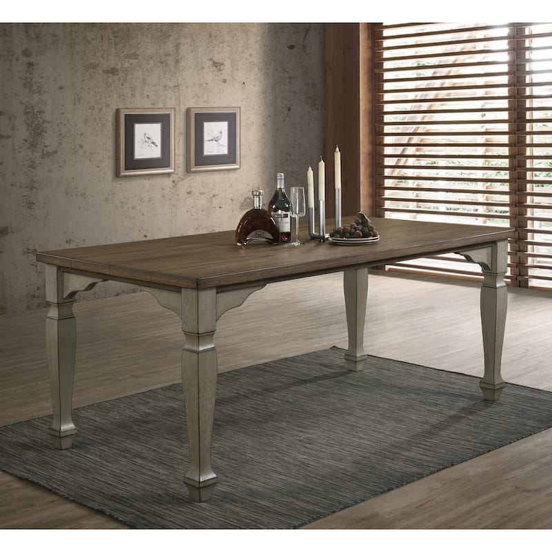 Roundhill Furniture Breda Antique Gray and Dark Oak Finished Wood Dining Table - Multi