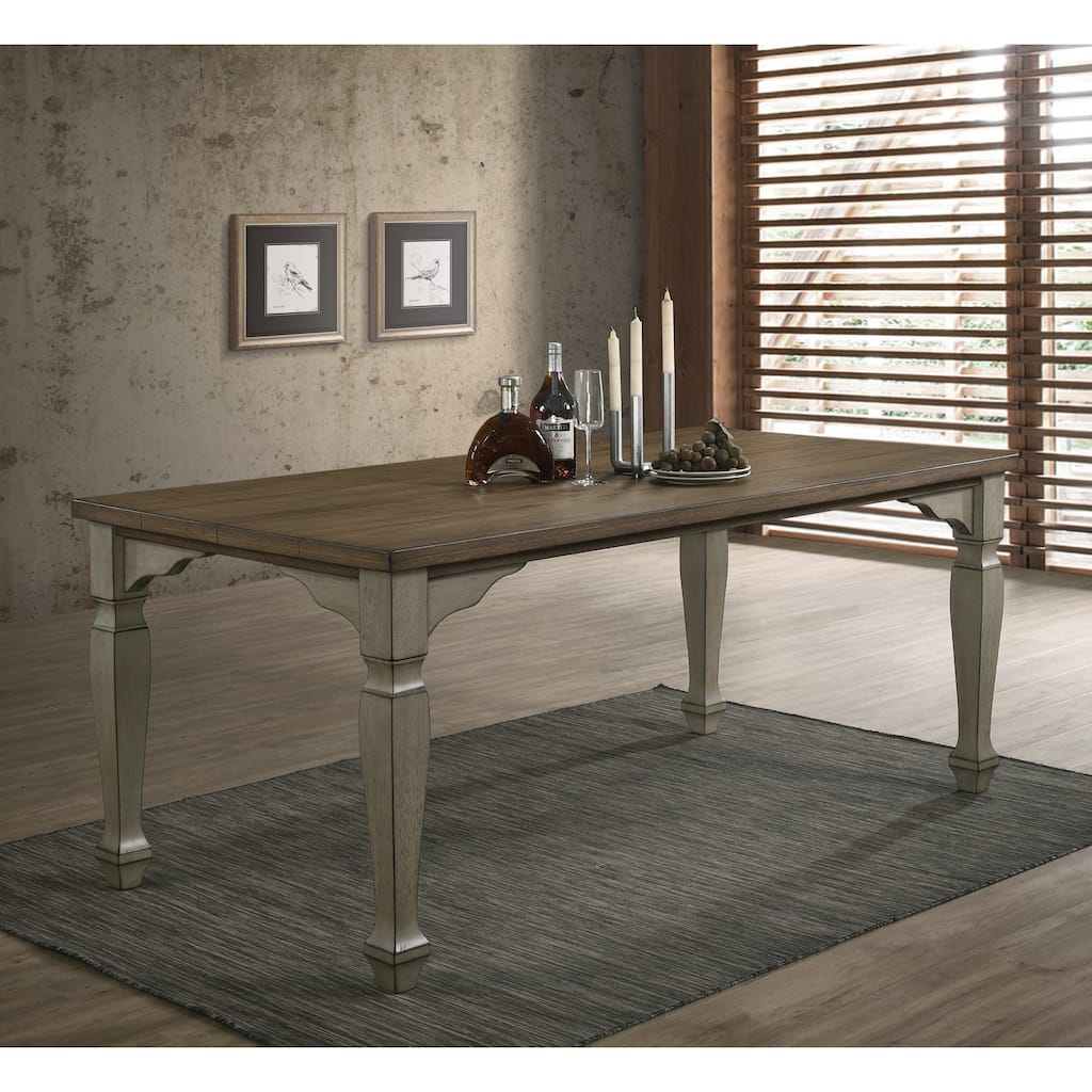 Roundhill Furniture Breda Antique Gray and Dark Oak Finished Wood Dining Table - Multi